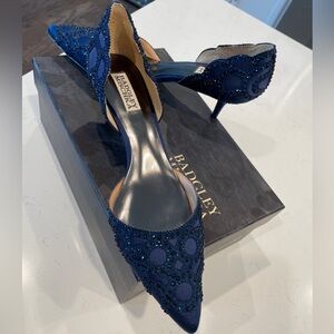 Badgley Mischka Navy Embellished Heels